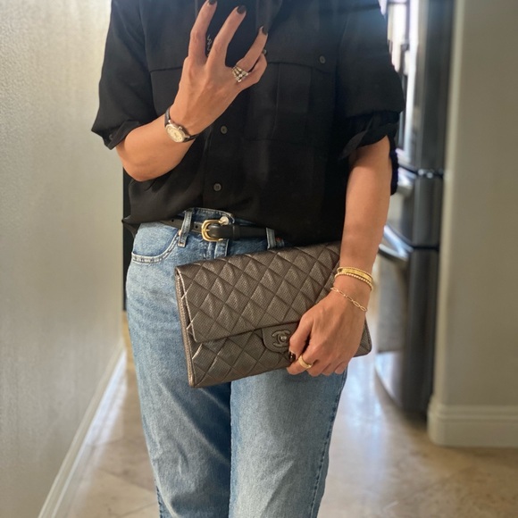 Authentic Chanel Perforated Quilted Clutch with chain - Picture 13 of 16